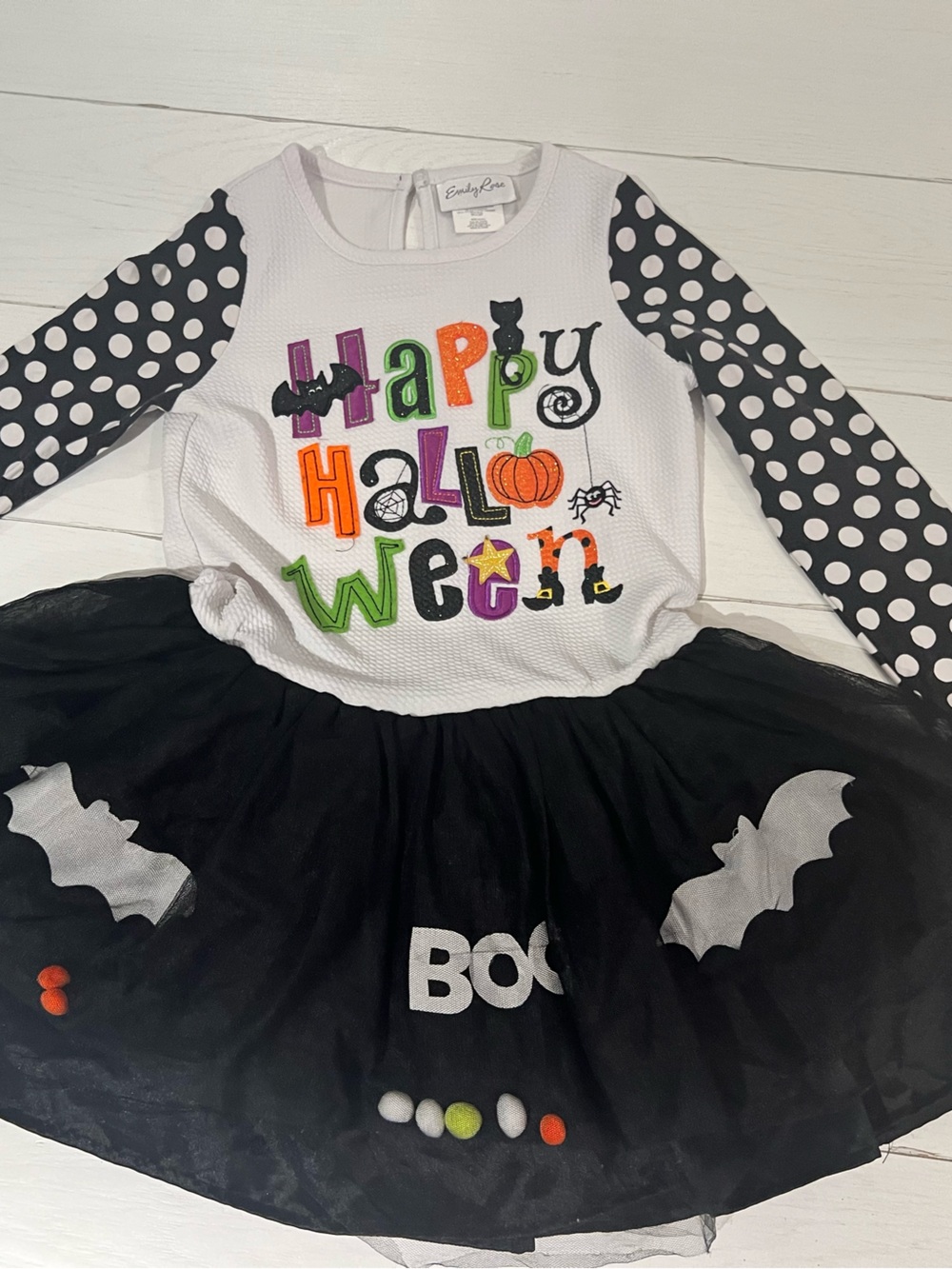 Emily Rose Black & White 'Happy Halloween' Tutu Dress